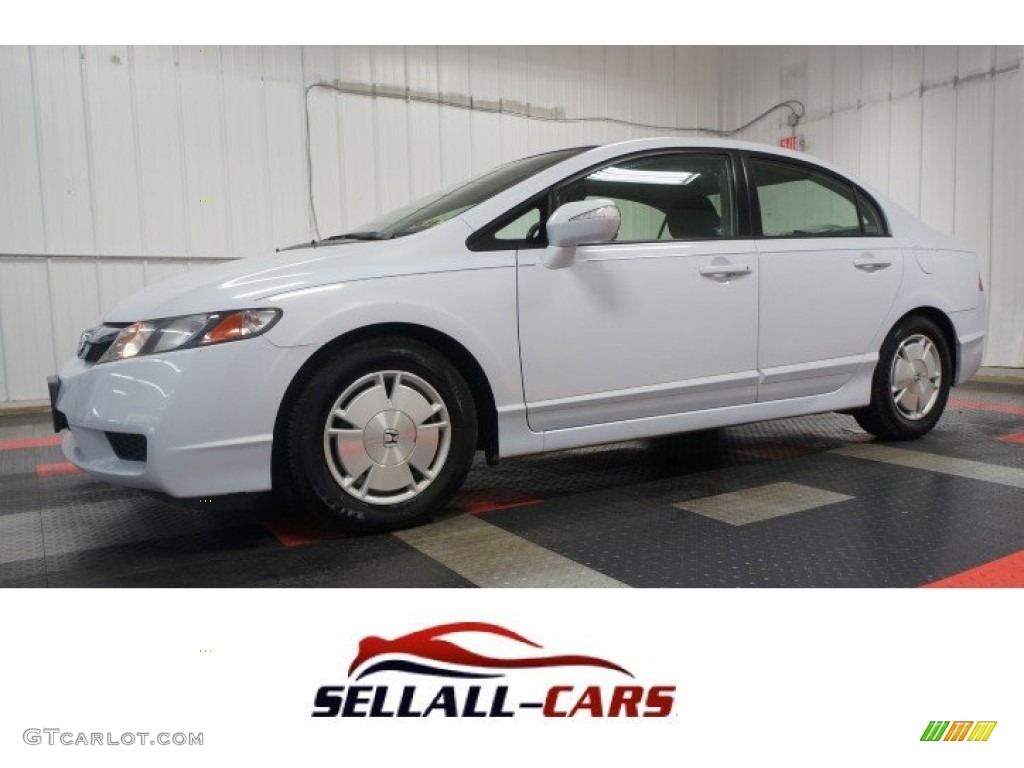 2009 Civic Hybrid Sedan - Spectrum White Pearl / Blue photo #1