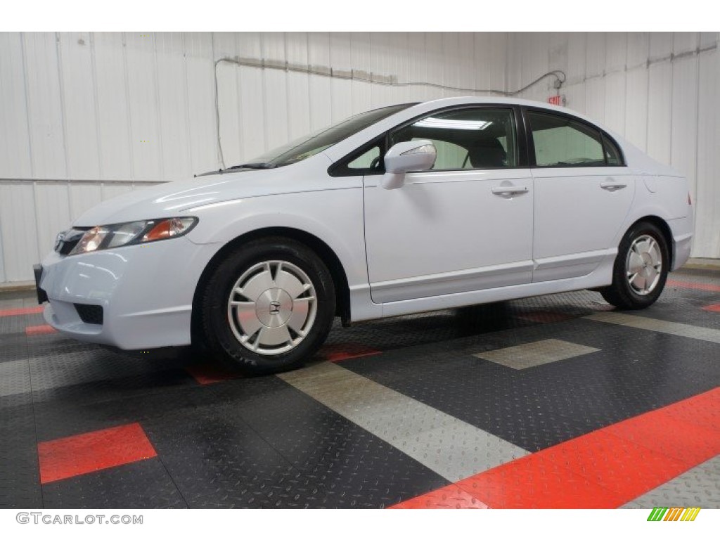 2009 Civic Hybrid Sedan - Spectrum White Pearl / Blue photo #2