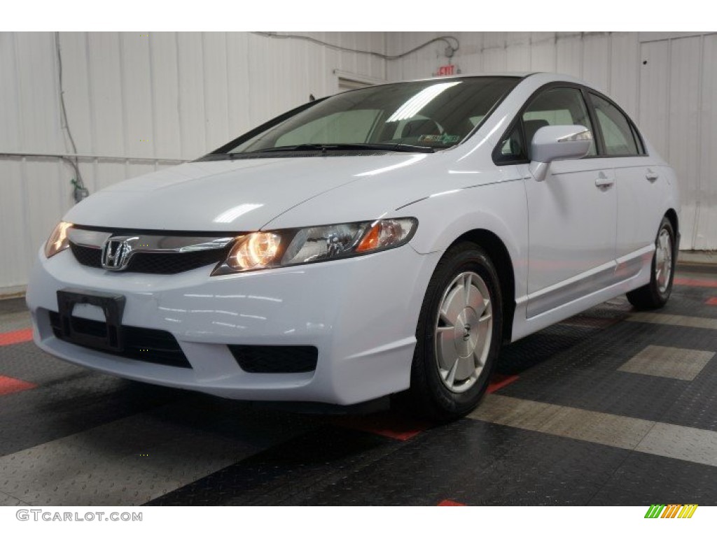 2009 Civic Hybrid Sedan - Spectrum White Pearl / Blue photo #3