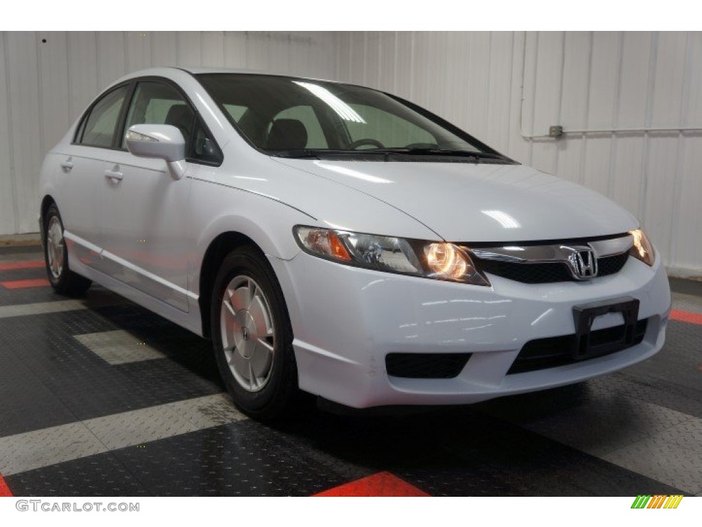 2009 Civic Hybrid Sedan - Spectrum White Pearl / Blue photo #5