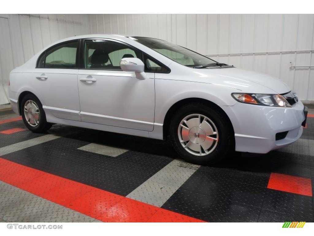 2009 Civic Hybrid Sedan - Spectrum White Pearl / Blue photo #6