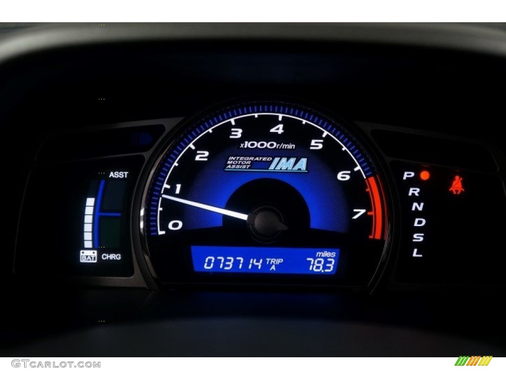 2009 Civic Hybrid Sedan - Spectrum White Pearl / Blue photo #30