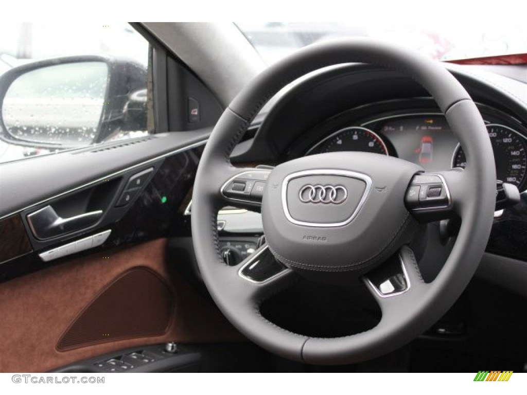 2015 Audi A8 L 4.0T quattro Nougat Brown Steering Wheel Photo #104804191