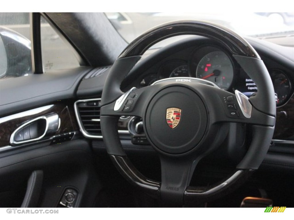 2015 Porsche Panamera GTS Black Steering Wheel Photo #104804794