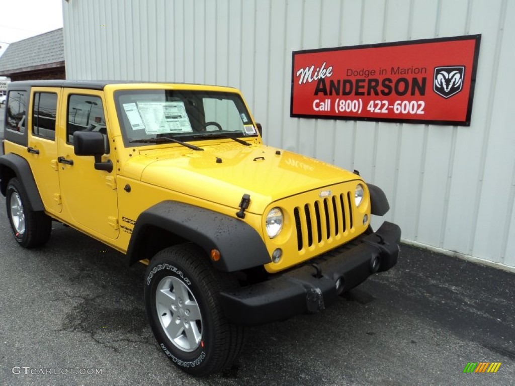 2015 Wrangler Unlimited Sport 4x4 - Baja Yellow / Black photo #1