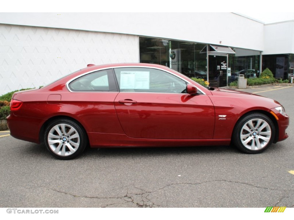 2012 3 Series 328i xDrive Coupe - Vermilion Red Metallic / Oyster/Black photo #2