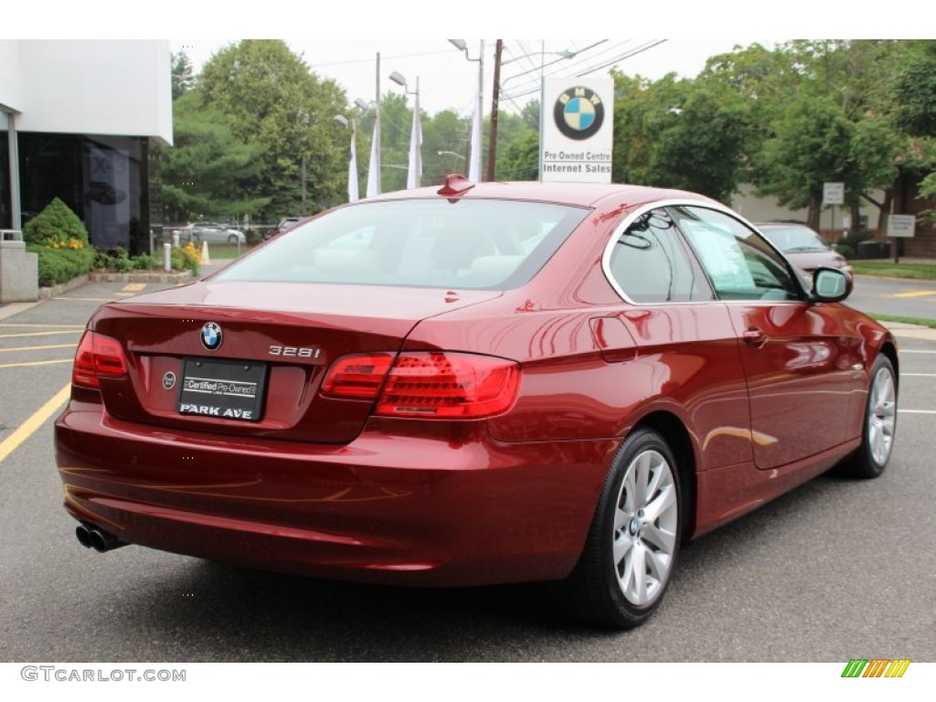 2012 3 Series 328i xDrive Coupe - Vermilion Red Metallic / Oyster/Black photo #3