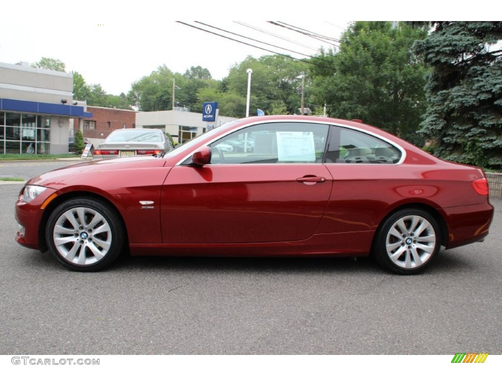 2012 3 Series 328i xDrive Coupe - Vermilion Red Metallic / Oyster/Black photo #5