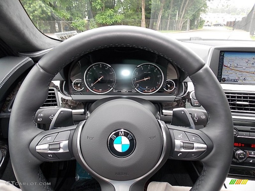 2014 BMW 6 Series 640i xDrive Gran Coupe Black Steering Wheel Photo #104815975