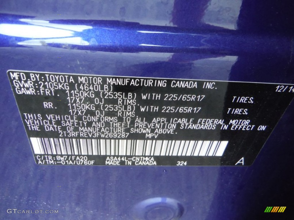 2015 RAV4 XLE AWD - Blue Crush Metallic / Black photo #19