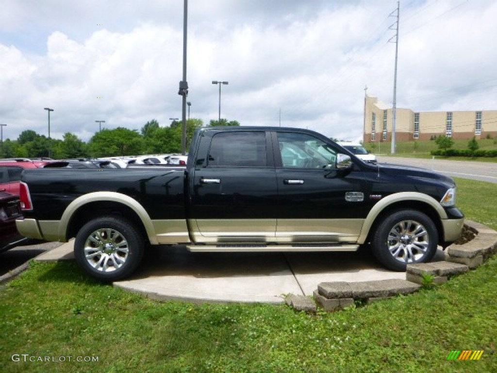 2015 1500 Laramie Long Horn Crew Cab 4x4 - Black Forest Green Pearl / Canyon Brown/Light Frost photo #4