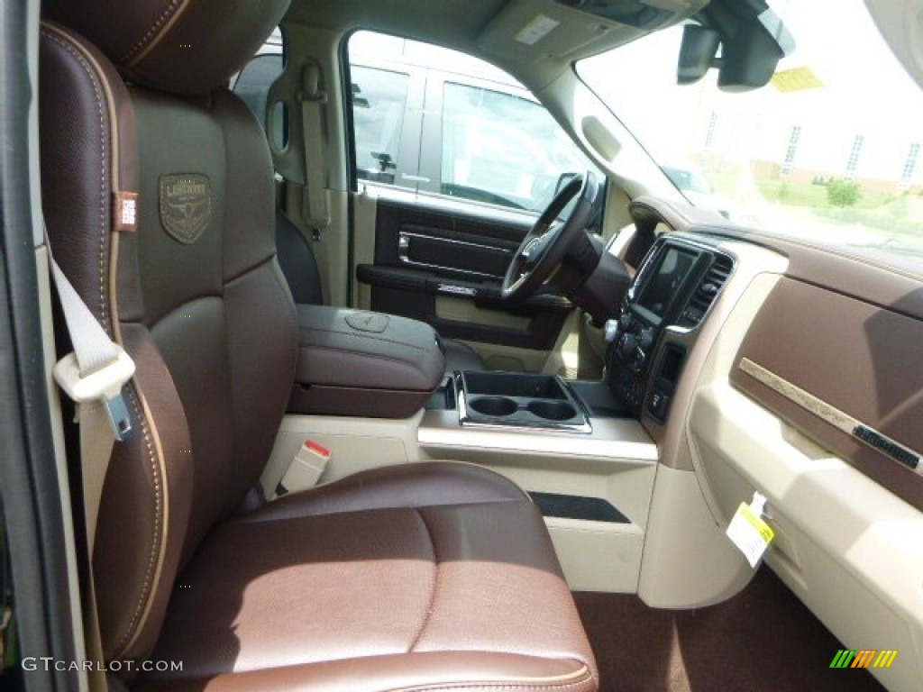 2015 1500 Laramie Long Horn Crew Cab 4x4 - Black Forest Green Pearl / Canyon Brown/Light Frost photo #8