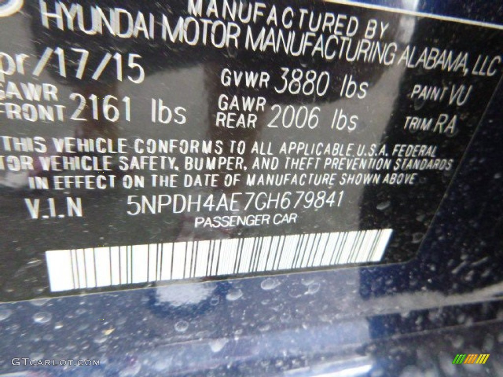 2016 Elantra SE - Blue / Gray photo #15