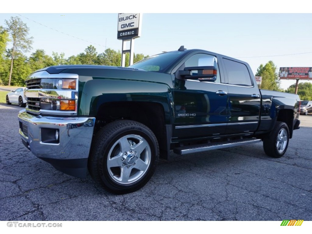 2015 Silverado 2500HD LTZ Crew Cab 4x4 - Rainforest Green Metallic / Cocoa/Dune photo #3