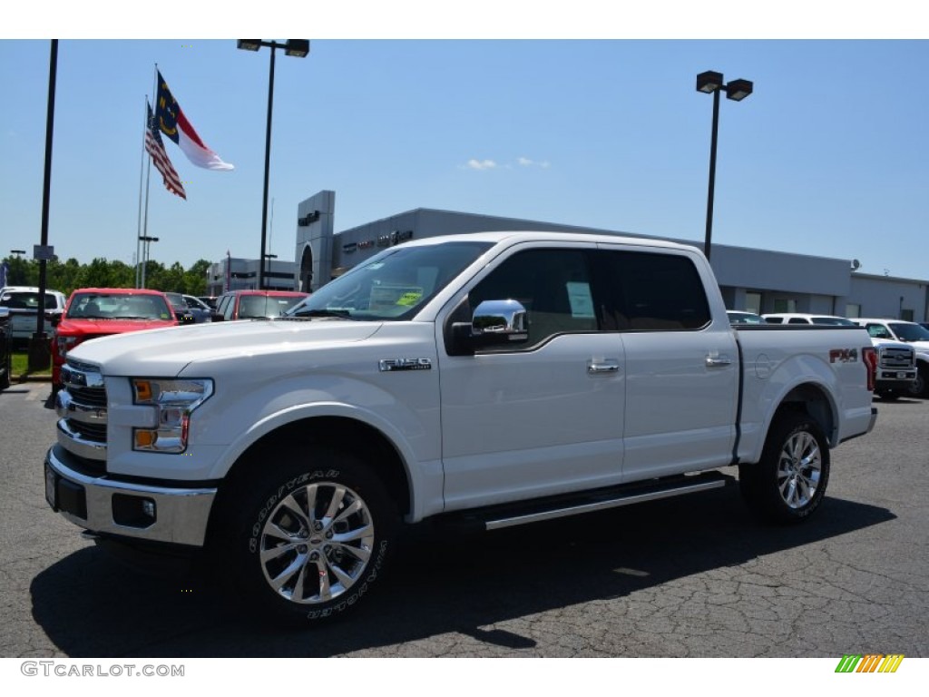 2015 F150 Lariat SuperCrew 4x4 - Oxford White / Medium Light Camel photo #3