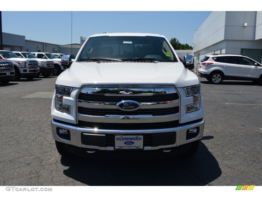 2015 F150 Lariat SuperCrew 4x4 - Oxford White / Medium Light Camel photo #4