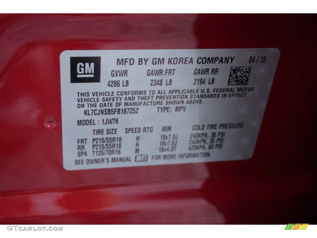 2015 Trax LTZ - Ruby Red Metallic / Jet Black/Brownstone photo #15