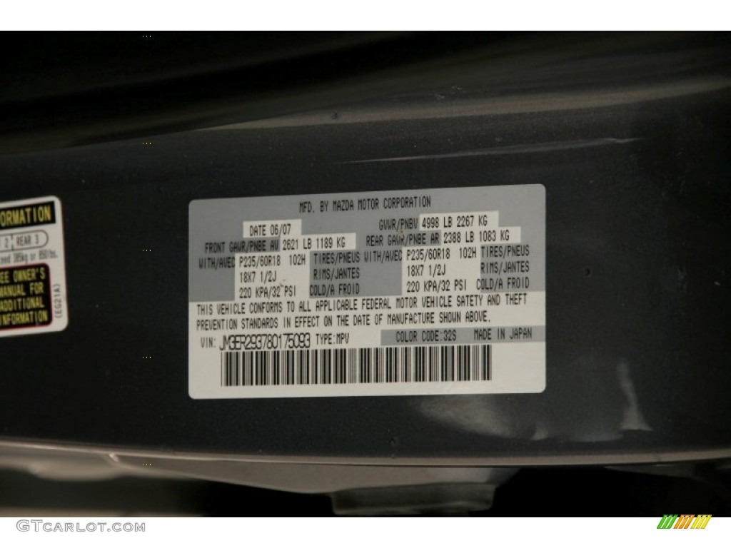 2008 CX-7 Sport - Galaxy Gray Mica / Black photo #14