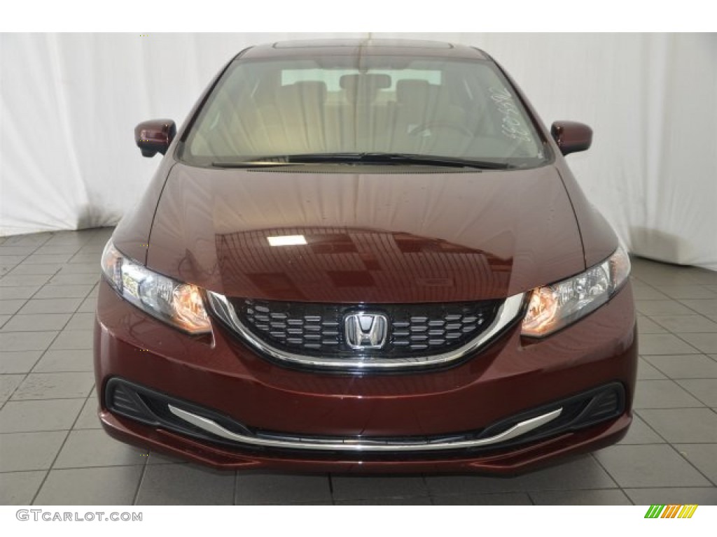 2015 Civic EX Sedan - Crimson Pearl / Beige photo #2