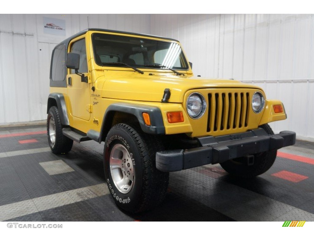 2000 Wrangler Sport 4x4 - Solar Yellow / Agate photo #5