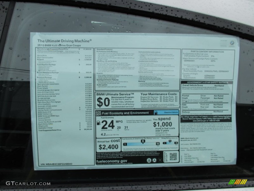 2015 BMW 4 Series 435i xDrive Gran Coupe Window Sticker Photos