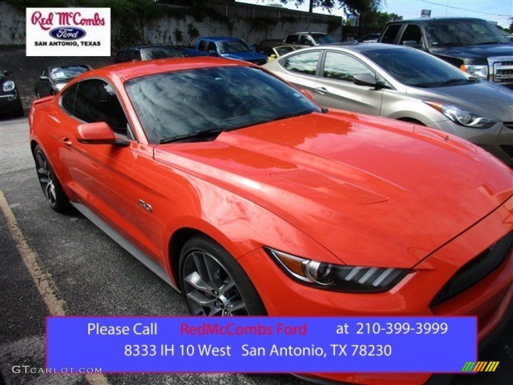 2015 Mustang GT Coupe - Competition Orange / Ebony photo #1