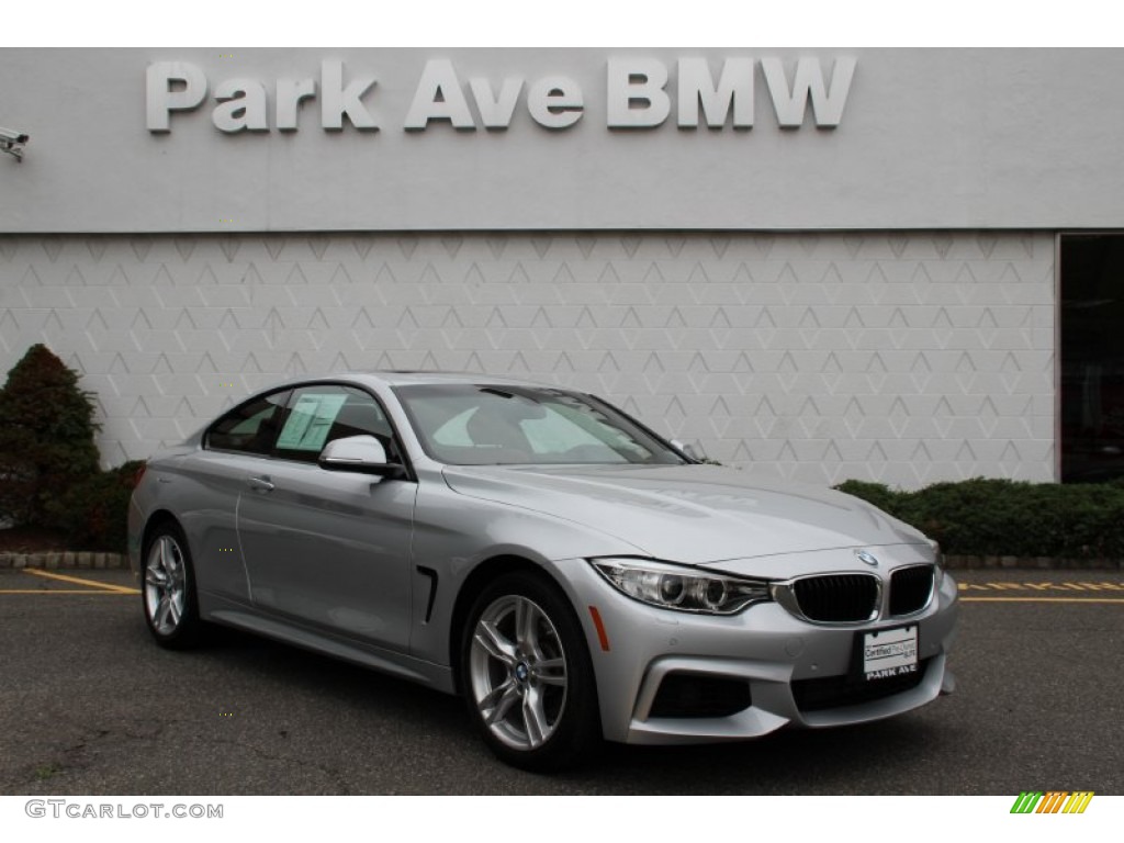 2015 4 Series 428i xDrive Coupe - Glacier Silver Metallic / Coral Red/Black Highlight photo #1