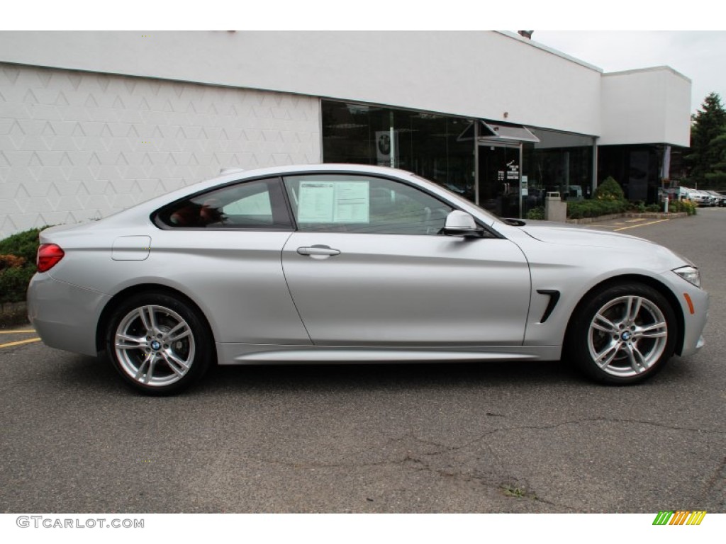 2015 4 Series 428i xDrive Coupe - Glacier Silver Metallic / Coral Red/Black Highlight photo #2