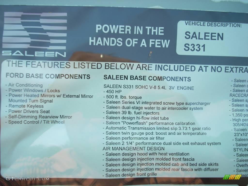 2007 Ford F150 Saleen S331 Supercharged SuperCab Window Sticker Photo #10487458