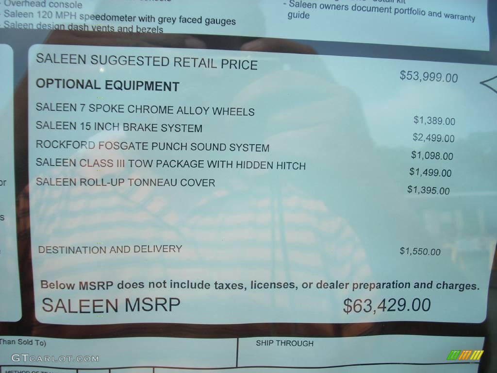2007 Ford F150 Saleen S331 Supercharged SuperCab Window Sticker Photo #10487468