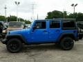2015 Hydro Blue Pearl Jeep Wrangler Unlimited Willys Wheeler 4x4  photo #3
