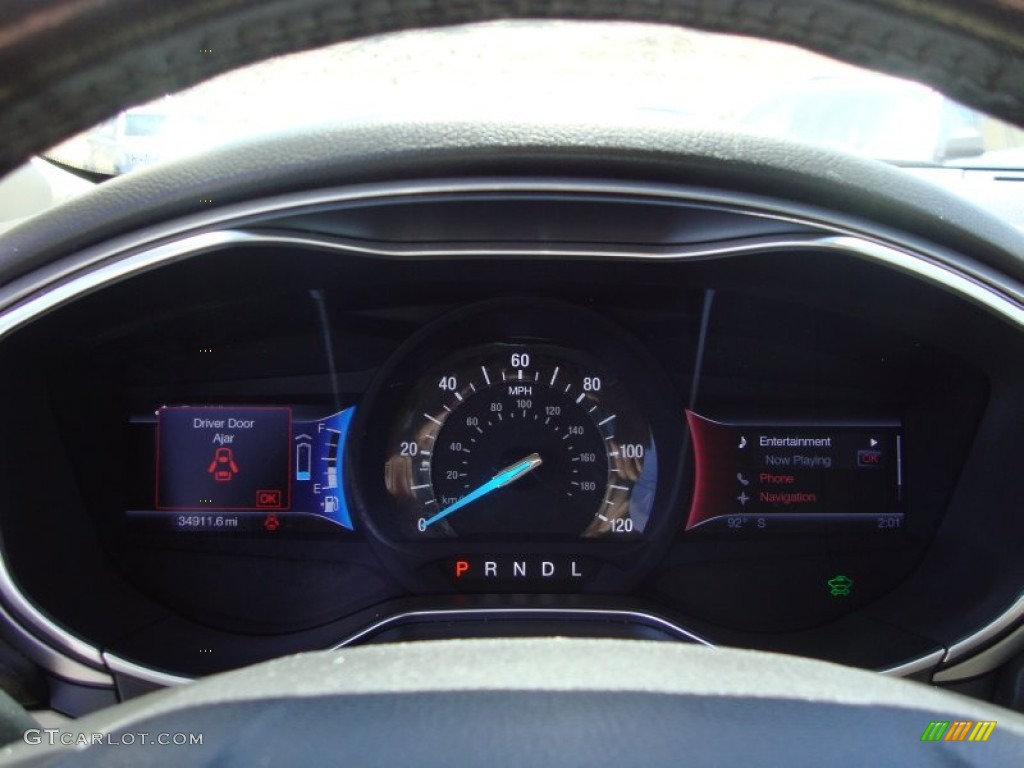 2013 Fusion Hybrid SE - Ruby Red Metallic / Dune photo #12