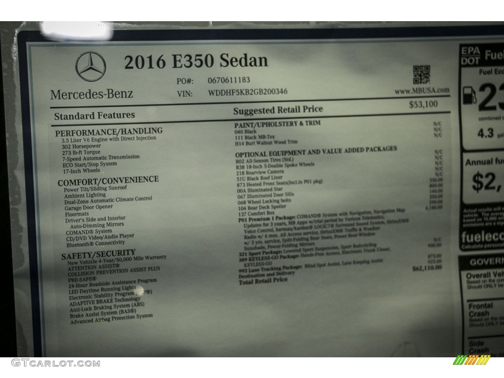 2016 E 350 Sedan - Black / Black photo #11