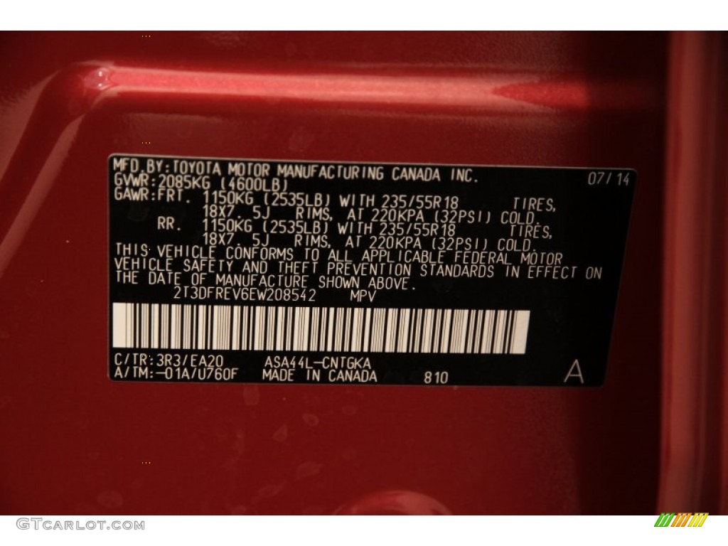2014 RAV4 Limited AWD - Barcelona Red Metallic / Black photo #18