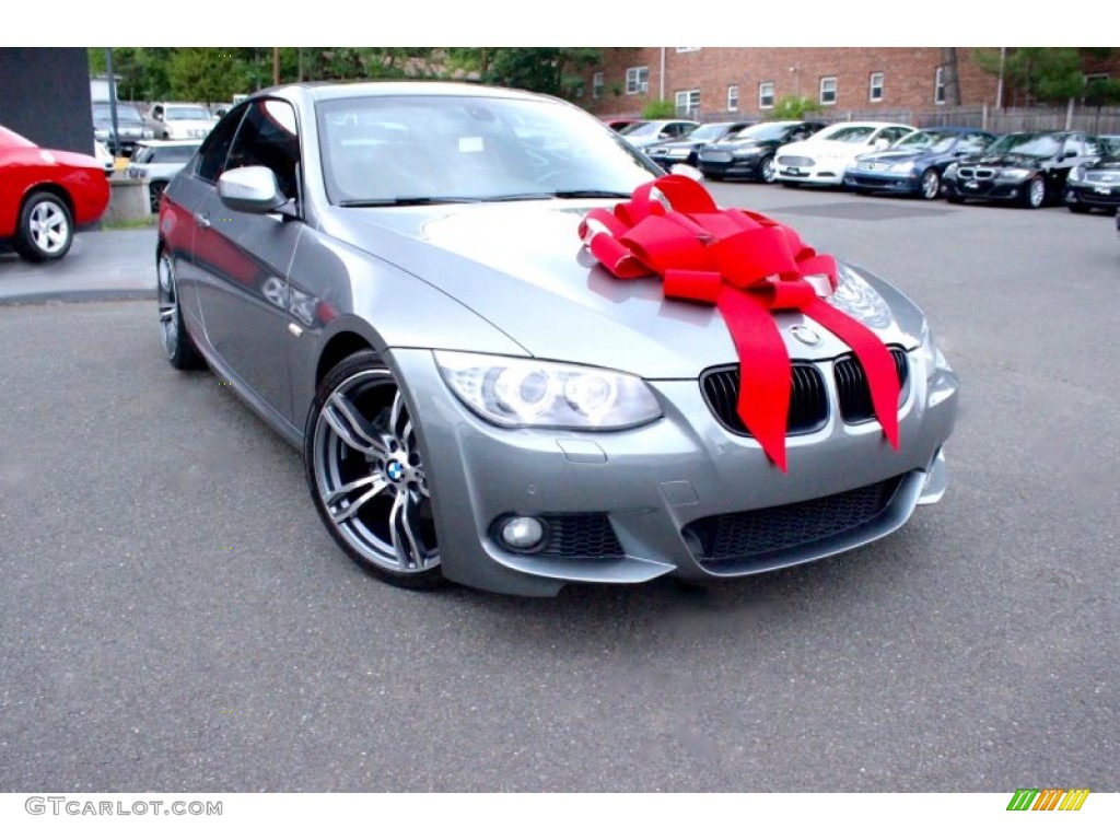 2011 3 Series 328i Coupe - Space Gray Metallic / Coral Red/Black Dakota Leather photo #1