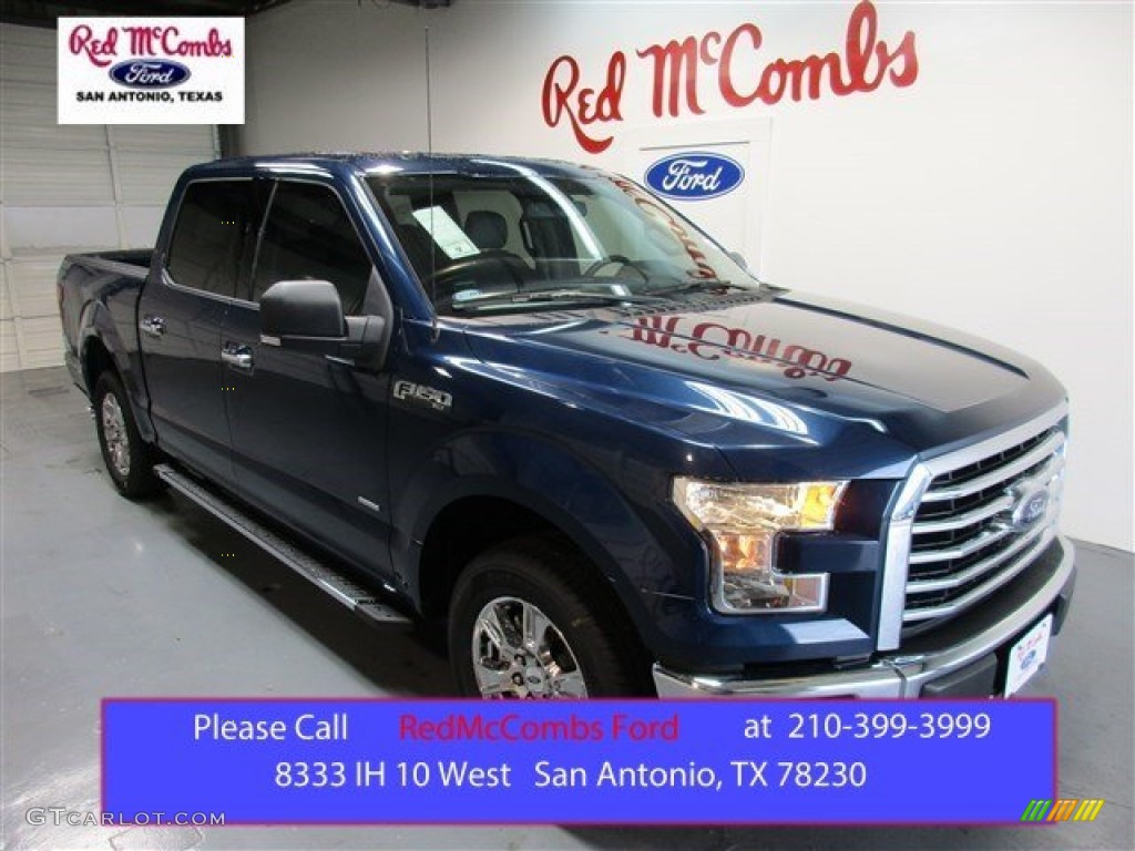 2015 F150 XLT SuperCrew - Blue Jeans Metallic / Medium Earth Gray photo #1