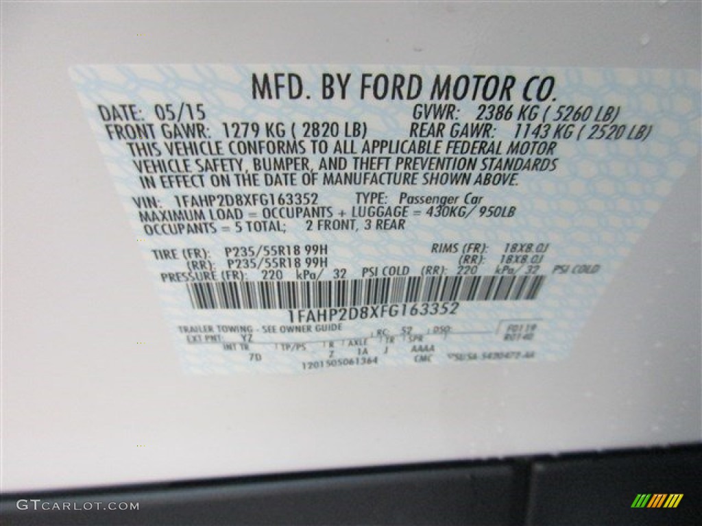 2015 Taurus SE - Oxford White / Dune photo #14
