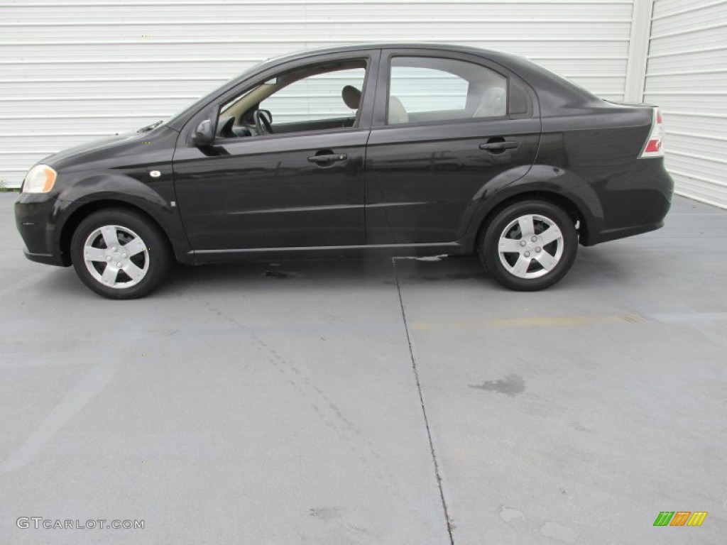 2008 Aveo LS Sedan - Black / Neutral Beige photo #3