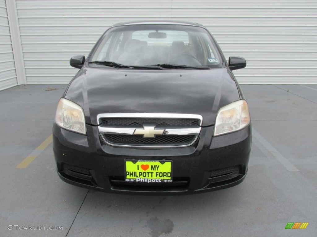 2008 Aveo LS Sedan - Black / Neutral Beige photo #5