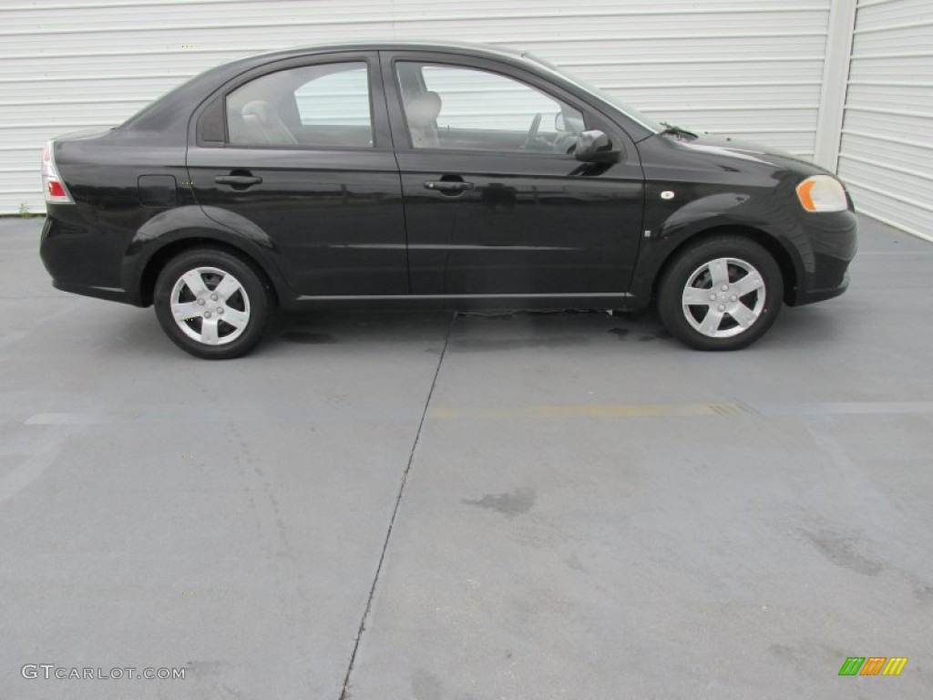 2008 Aveo LS Sedan - Black / Neutral Beige photo #8