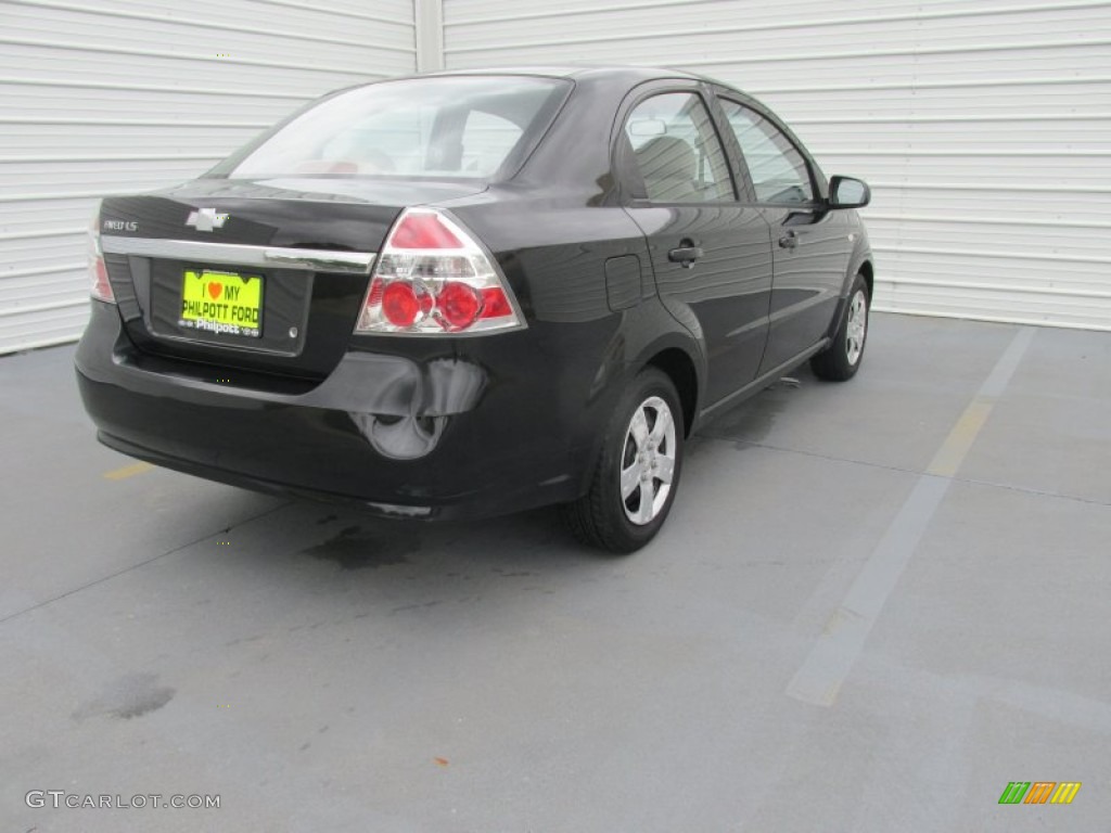 2008 Aveo LS Sedan - Black / Neutral Beige photo #9