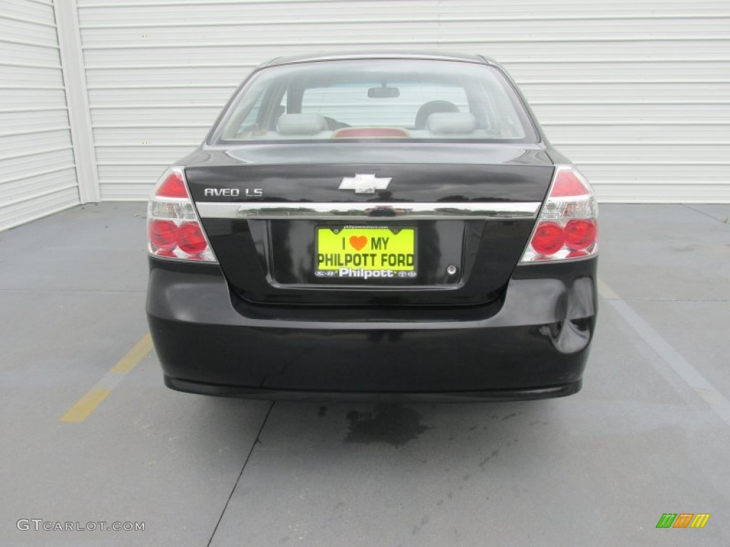 2008 Aveo LS Sedan - Black / Neutral Beige photo #10