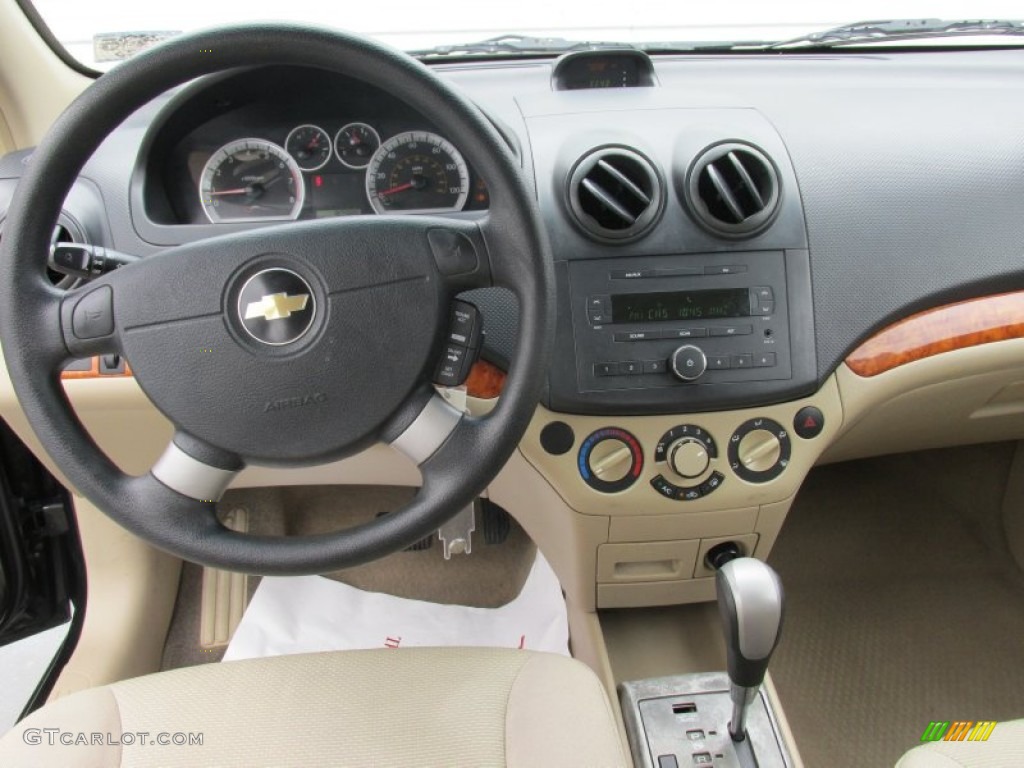 2008 Aveo LS Sedan - Black / Neutral Beige photo #32