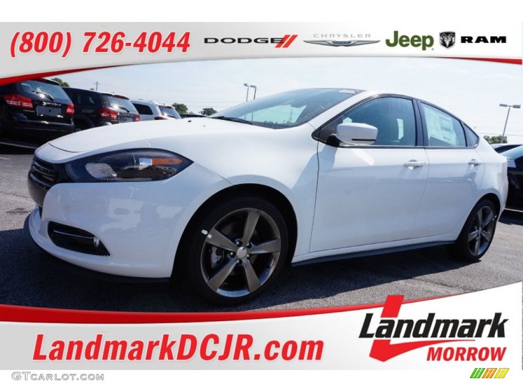 2015 Dart GT - Bright White / Black/Ruby Red Accent Stitching photo #1