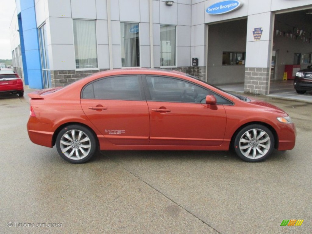 2009 Civic Si Sedan - Redline Orange Pearl / Black photo #2