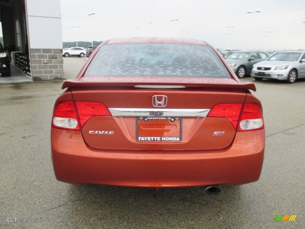 2009 Civic Si Sedan - Redline Orange Pearl / Black photo #3