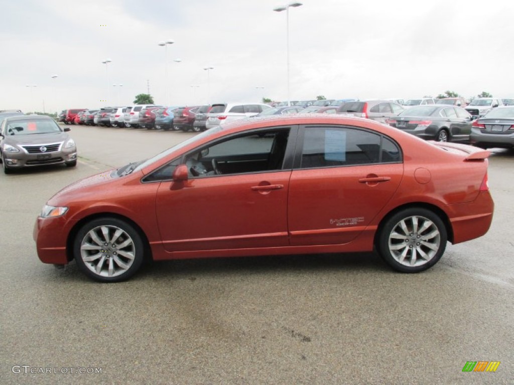 2009 Civic Si Sedan - Redline Orange Pearl / Black photo #4