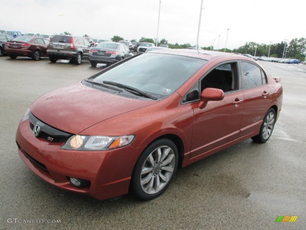 2009 Civic Si Sedan - Redline Orange Pearl / Black photo #5