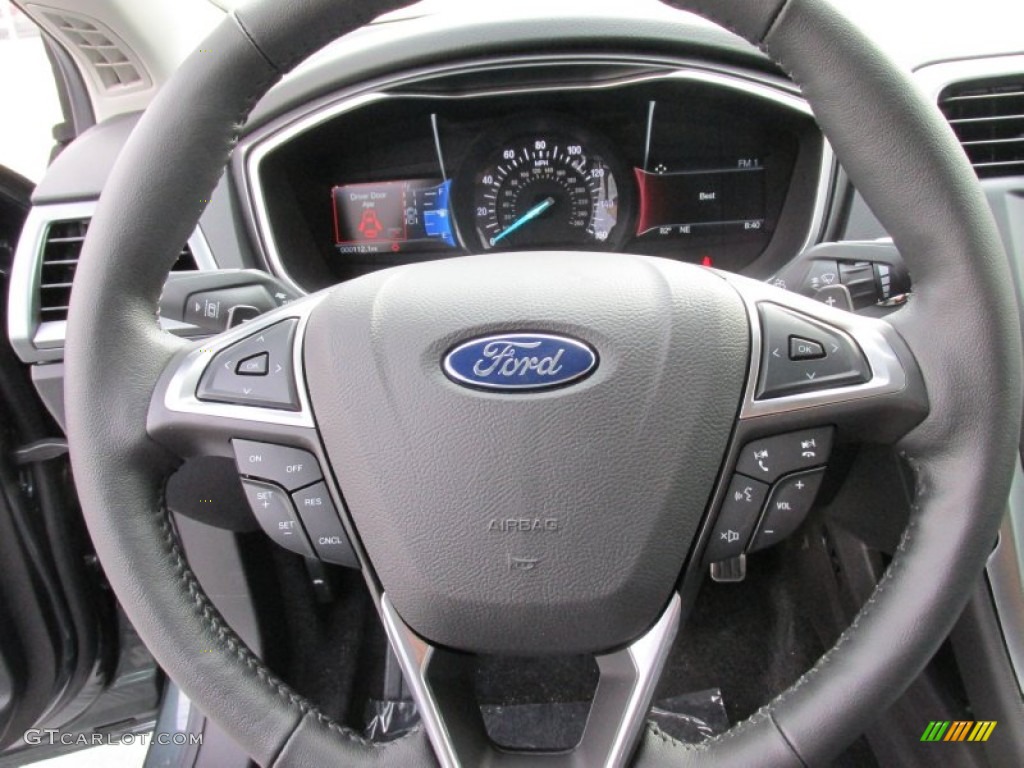 2016 Ford Fusion Titanium Charcoal Black Steering Wheel Photo #104927459