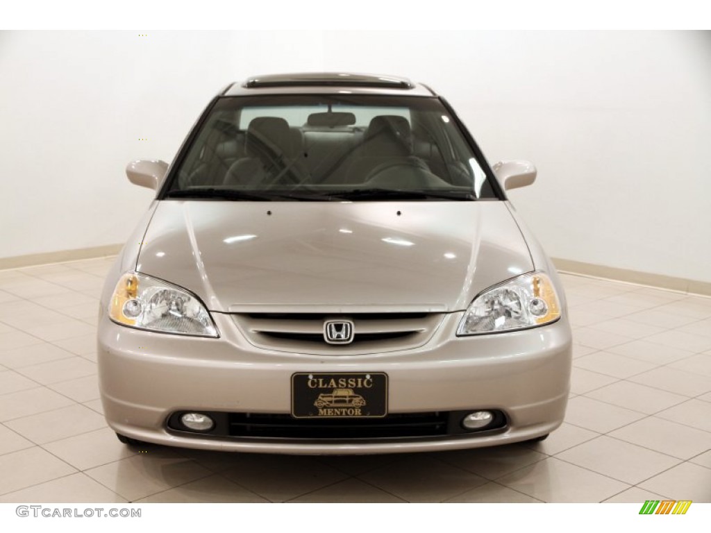 2002 Civic EX Coupe - Titanium Metallic / Beige photo #2